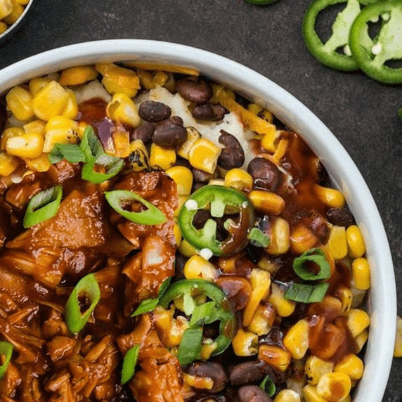 BBQ Jackfruit Loaded Mashed Potato Bowl - Try Vegan Meal Delivery Vegan Home Meal Delivery